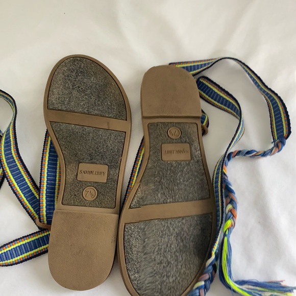 SAM&LIBBY Minimalist Multicolor Braided Wrap Strap Gladiator Flat Sandals Sz 7.5 - Picture 10 of 11